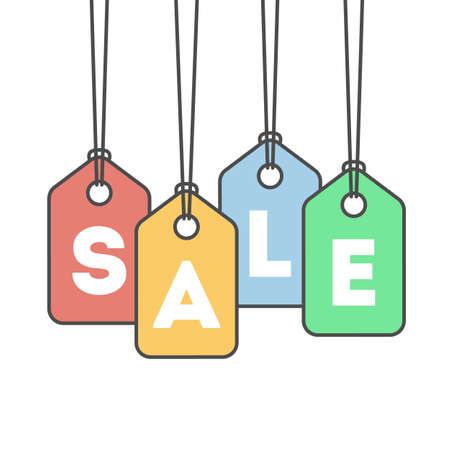 Isolated sale icon on white background. Concept of retail, coupon and sales. Price tags.のイラスト素材