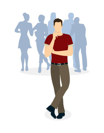 Isolated businessman thinking. Brainstorming and Deciding and guessing.のイラスト素材