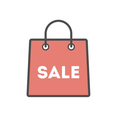 Isolated sale bag icon on white background. Concept of sale, buying and marketing.のイラスト素材