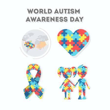World Autism Awareness Day. Holiday or event for people with autism and other deseases.のイラスト素材
