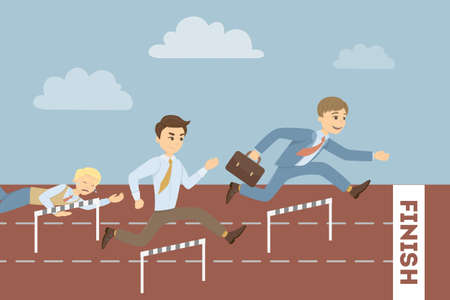 Running businessman on business race. Concept of competition, success and achievement.のイラスト素材