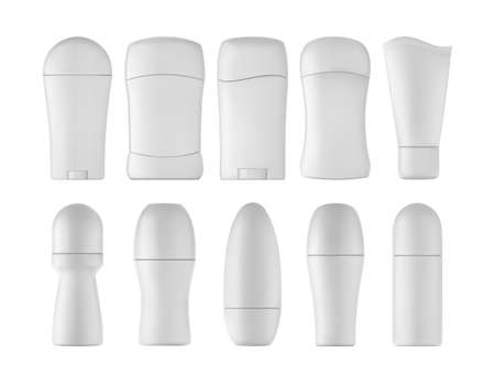 Realistic deodorant set on white background 3d vector illustrationのイラスト素材