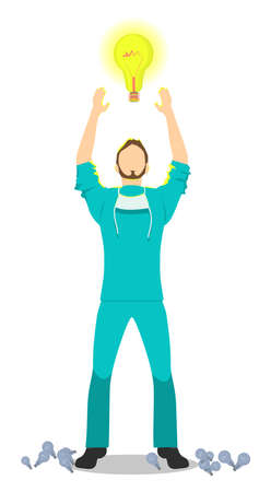 Doctor with idea on white bckground. Eureka.のイラスト素材