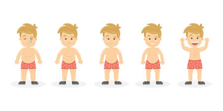 From fat to fit. Obese man becomes fit and healthy.のイラスト素材