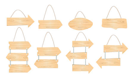 Wooden pointers set on white background. Signposts, banners and more.のイラスト素材