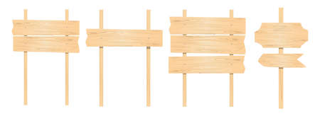 Wooden pointers set on white background. Signposts, banners and more.のイラスト素材