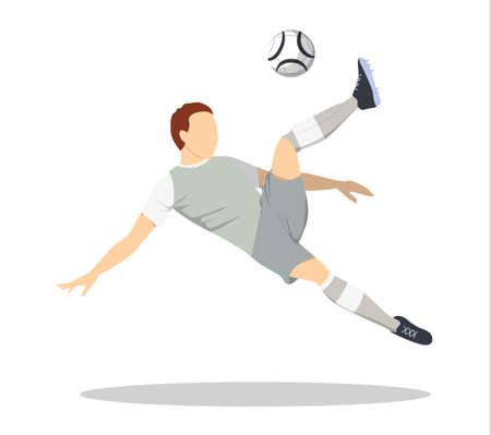 Isolated soccer player. Silhouette of a man in uniform with ball. African american.のイラスト素材