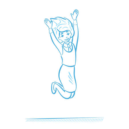 Happy jumping businesswoman on white background. Successful team.のイラスト素材