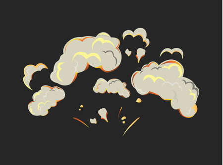 Isolated explosion icon on black background. Cartoon comic boom effect.のイラスト素材