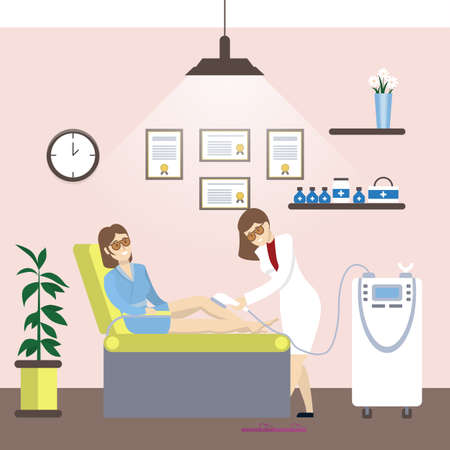 Laser hair removal. Isolated illustration in spa salon.のイラスト素材