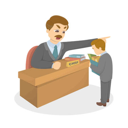 You are fired. Boss fires staff. Dismissed manのイラスト素材