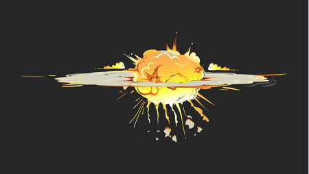 Isolated explosion icon on black background. Cartoon comic boom effect.のイラスト素材