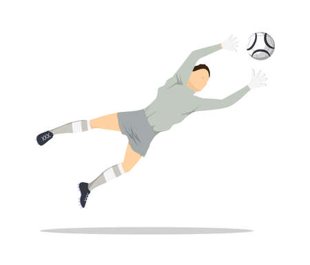 Isolated soccer player. Silhouette of a man in uniform with ball.のイラスト素材