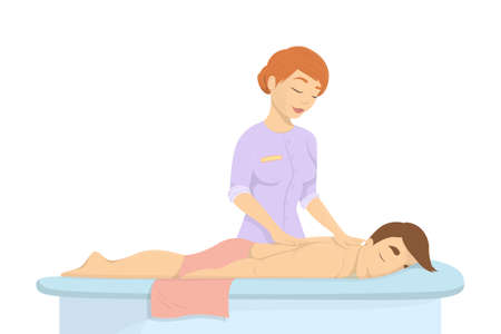 Massage in spa salon on white background. Male patient.のイラスト素材