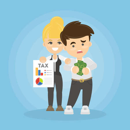 Businessman with taxes. Time for paying money for tax.のイラスト素材