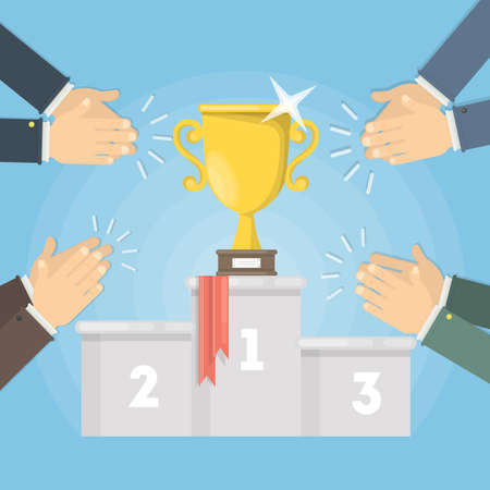 Golden cup on pedestal.のイラスト素材