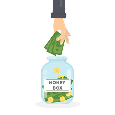 Putting money in box.のイラスト素材