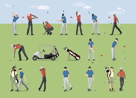 Golf players set.のイラスト素材