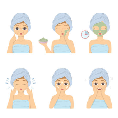 Acne Skincare Facial Mask Setのイラスト素材