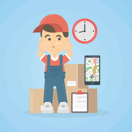 Isolated delivery man.のイラスト素材