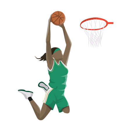 Woman plays basketball.のイラスト素材