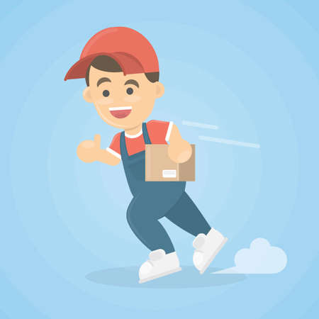 Delivery man runs.のイラスト素材