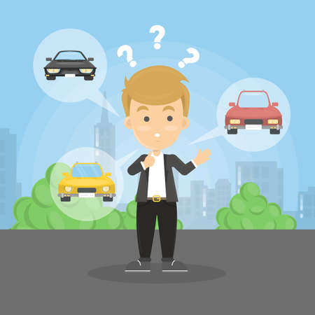 Choosing the car.のイラスト素材