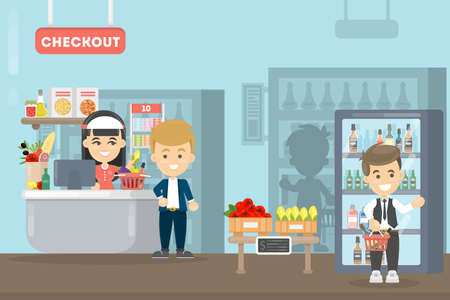 People at supermarket.のイラスト素材