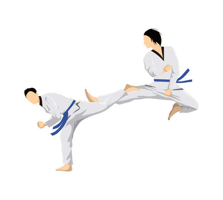 Taekwondo sport couple.のイラスト素材
