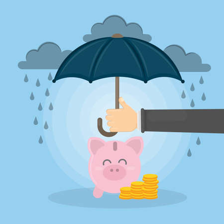 Save the piggy bank.のイラスト素材