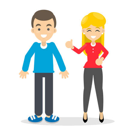 Man and woman. Isolated cartoon characters on white background.のイラスト素材