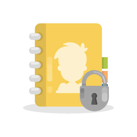 Isolated diary with personal information under protection.のイラスト素材