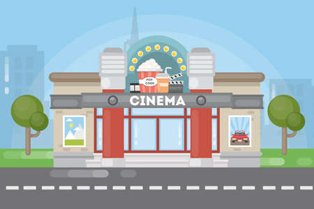 Isolated cinema building.のイラスト素材
