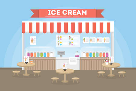 Ice cream cafe interior.のイラスト素材