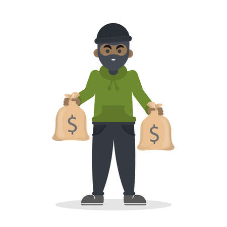 Isolated african thief.のイラスト素材