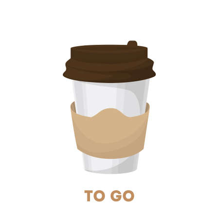 Coffee to go cup. Cardboard portable coffee cup for takeout.のイラスト素材