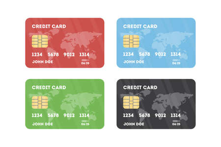 Credit card set. Things for buying and saving money.のイラスト素材