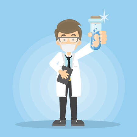 A doctor on a blue background vector illustration.のイラスト素材