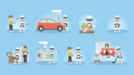 Set of robot routine.のイラスト素材