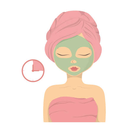 Woman with facial mask.のイラスト素材