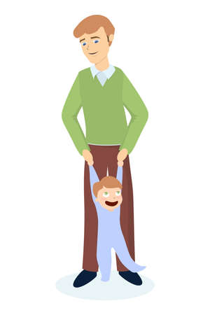 Isolated Father with child on white background.のイラスト素材