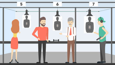 People at shooting range have fun and train.のイラスト素材