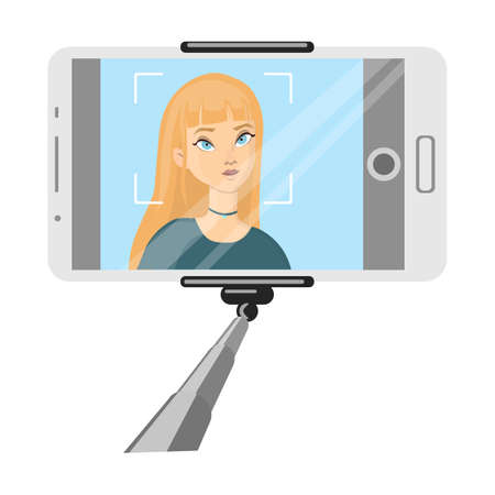 Woman takes selfie.のイラスト素材