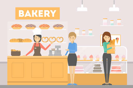 People at Bakery.のイラスト素材