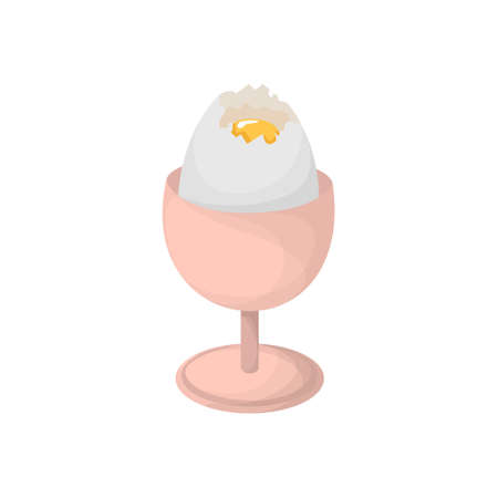 Isolated breakfast egg in eggcup on white background.のイラスト素材