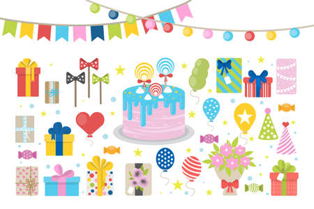 Happy birthday set.のイラスト素材