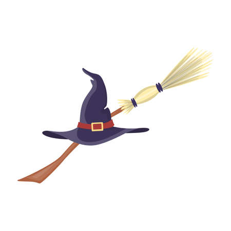 Witch hat and broom.のイラスト素材