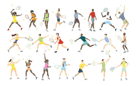 Tennis athletes set.のイラスト素材