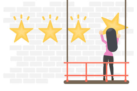 Hanging rating stars illustration.