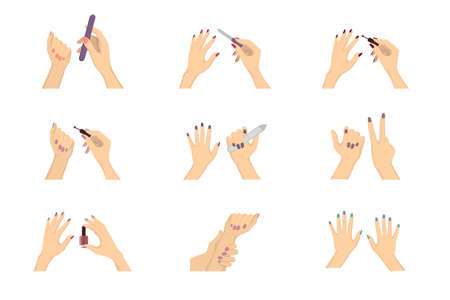 Manicure hands setのイラスト素材